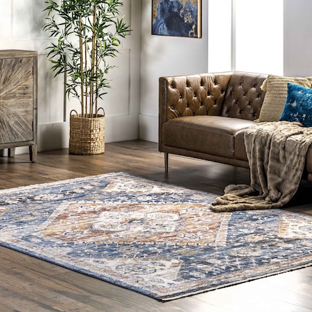Nuloom Addison Transitional Faded Medallion Fringe Area Rug 4ft x 6ft KHMC49A-406
